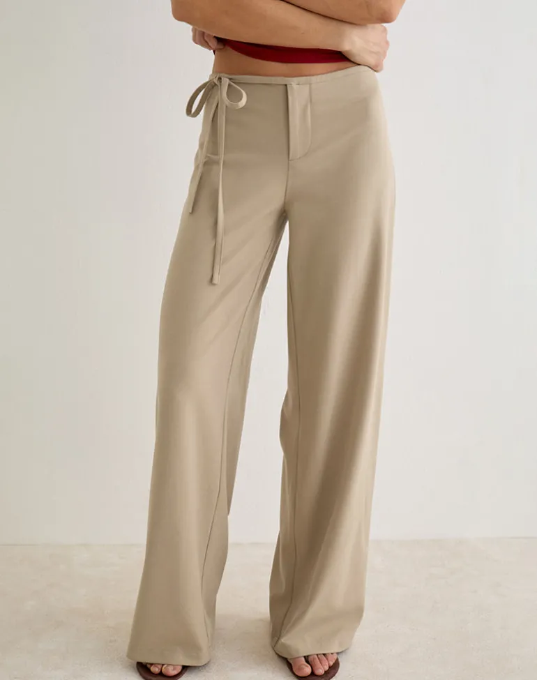 Diomira Trouser in Beige with Tie