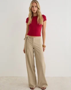 Diomira Trouser in Beige with Tie
