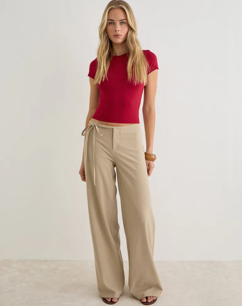 Diomira Trouser in Beige with Tie