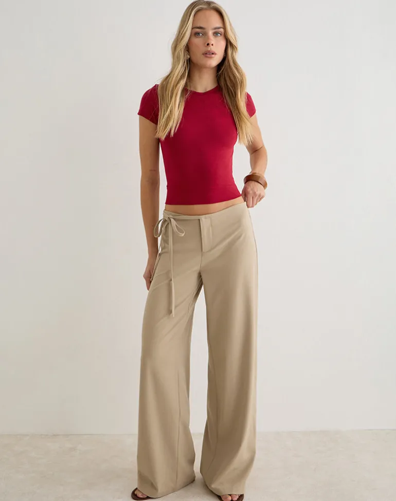 Diomira Trouser in Beige with Tie