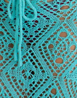 Diora Midi Skirt in Crochet Knit Aqua Sky