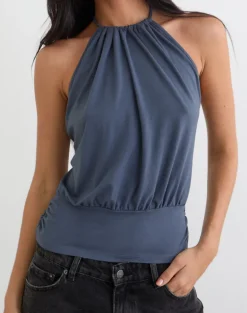 Diraka High Neck Top in Jersey Ocean Storm