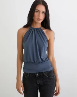 Diraka High Neck Top in Jersey Ocean Storm