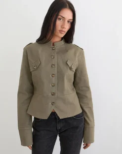 Diranda Military Jacket in Twill Khaki