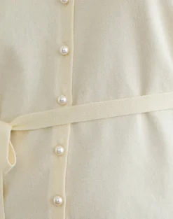 Divya Cardigan with Tie in Knit Cream