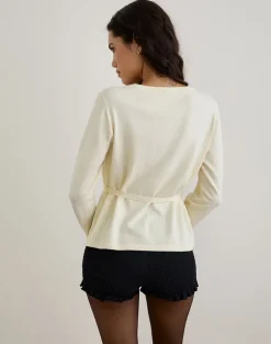 Divya Cardigan with Tie in Knit Cream