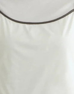 Dolman Tee in Vanilla Ice with Walnut Binding