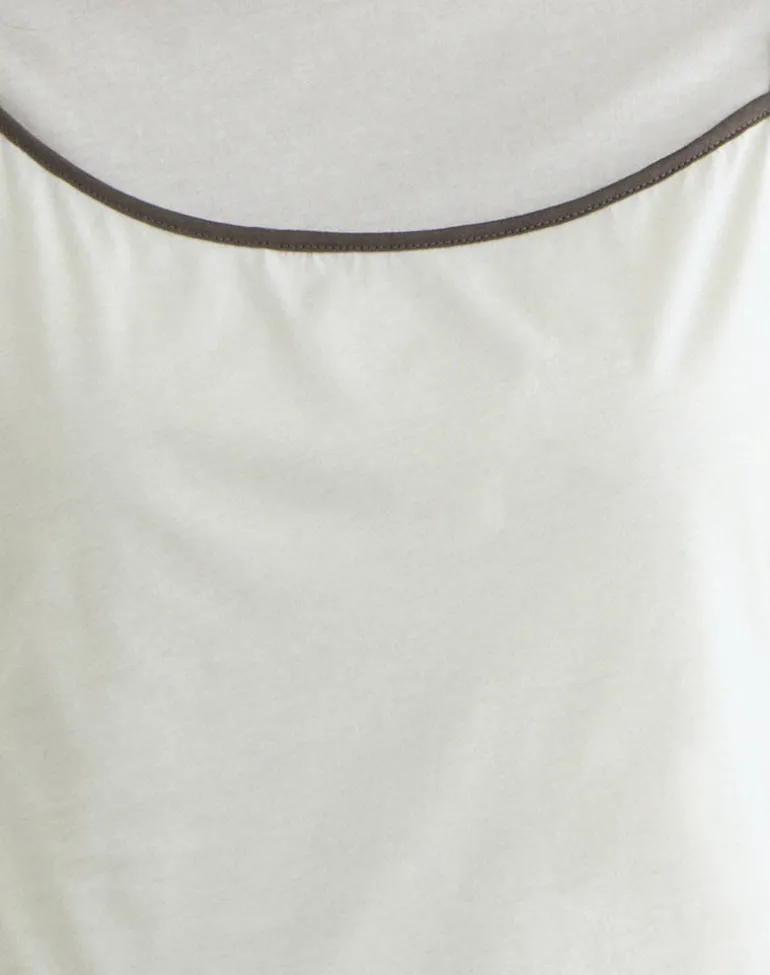 Dolman Tee in Vanilla Ice with Walnut Binding