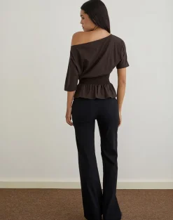 Domani Off the Shoulder Top in Chocolate