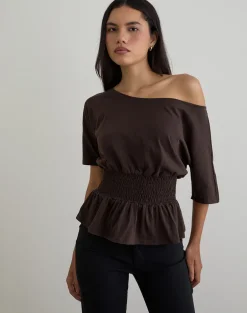 Domani Off the Shoulder Top in Chocolate