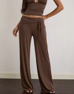 Donata Trouser in Cupro Dark Brown