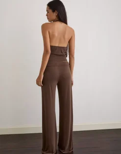 Donata Trouser in Cupro Dark Brown