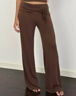 Donata Trouser in Cupro Dark Brown