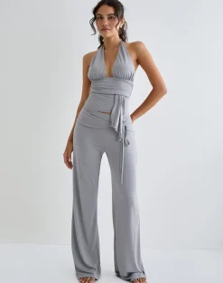Donata Trouser in Grey with Belt