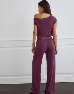 Donika Studded Waistband Trouser in Plum