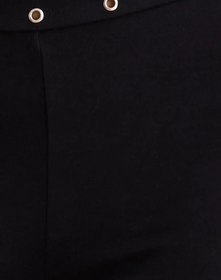 Dorala Low Rise Trousers with Eyelets in Black