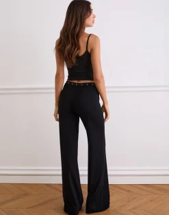 Dorala Low Rise Trousers with Eyelets in Black