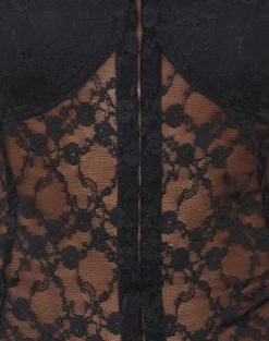 Dovica Corset Top in Black Canina Rose Lace