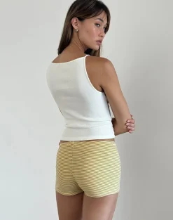 Dudley Ribbed Vest Top in Off White