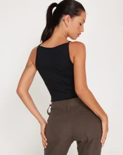 Dudley Vest Top in Black