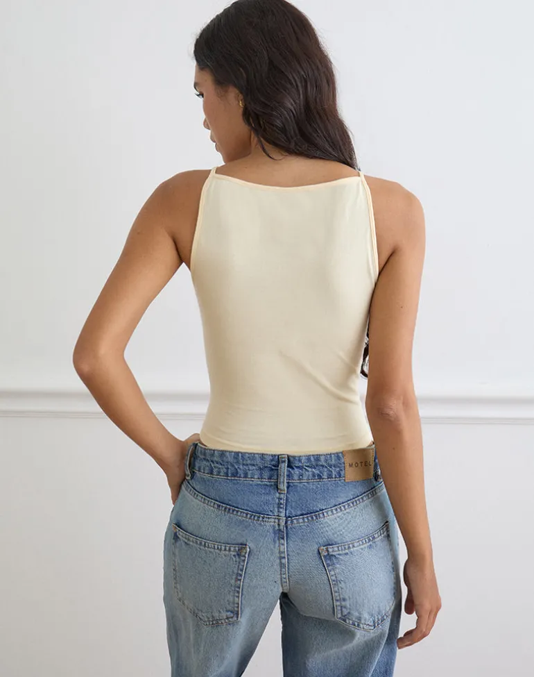 Dudley Vest Top in Buttermilk Blurry Tulip