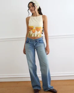 Dudley Vest Top in Buttermilk Blurry Tulip