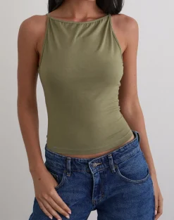 Dudley Vest Top in Jersey Khaki