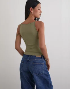 Dudley Vest Top in Jersey Khaki