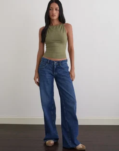 Dudley Vest Top in Jersey Khaki