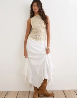 Dudley Vest Top in Sequin Knit Cream