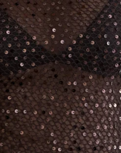 Dudley Vest Top in Sequin Knit Coffee