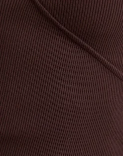 Dulcet Ribbed Plunge Top in Chocolate Brown