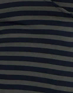Dulcet Ribbed Plunge Top in Classic Striped Navy and Grey