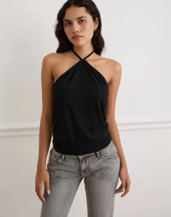 Dyilla Arrow Neck Top in Black