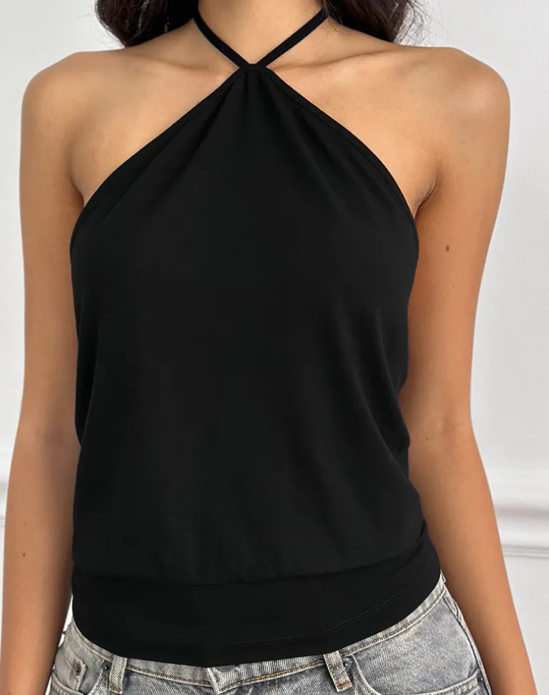 Dyilla Arrow Neck Top in Black