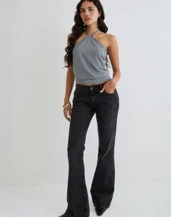 Dyilla Arrow Neck Top in Grey