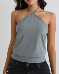 Dyilla Arrow Neck Top in Grey