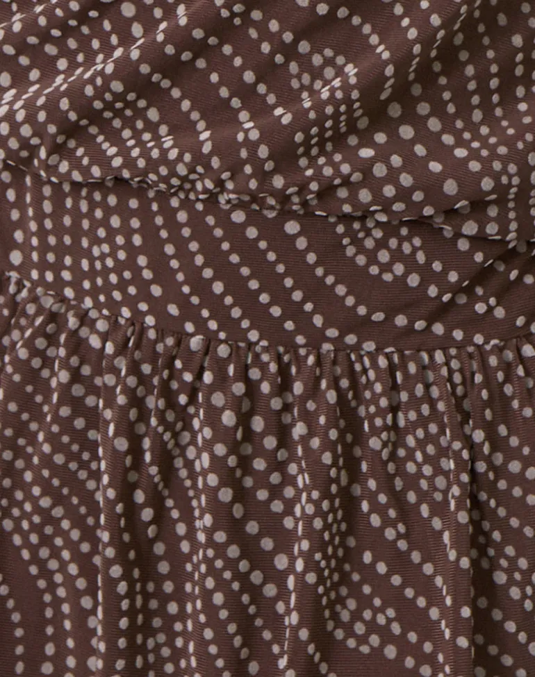 Dyle Mini Dress in Abstract Polka Flock Brown