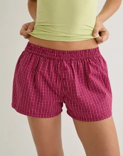 East Boxer Short in Raspberry Shadow Check