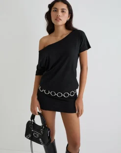 Edwina Off The Shoulder Mini Dress in Black