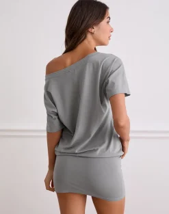 Edwina Off The Shoulder Mini Dress in Grey