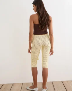 Effy Tie Side Capri in Butter Yellow with Micro Polka Dots