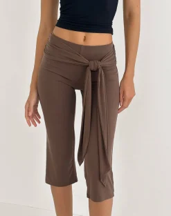 Effy Tie Side Capri in Cupro Bitter Chocolate