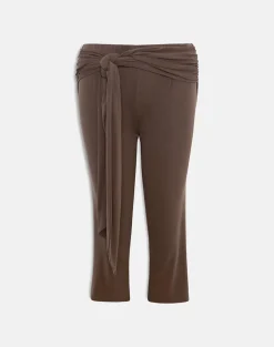 Effy Tie Side Capri in Cupro Bitter Chocolate