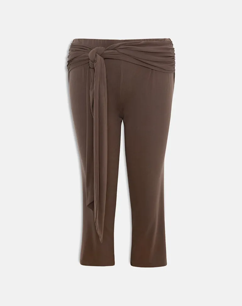 Effy Tie Side Capri in Cupro Bitter Chocolate