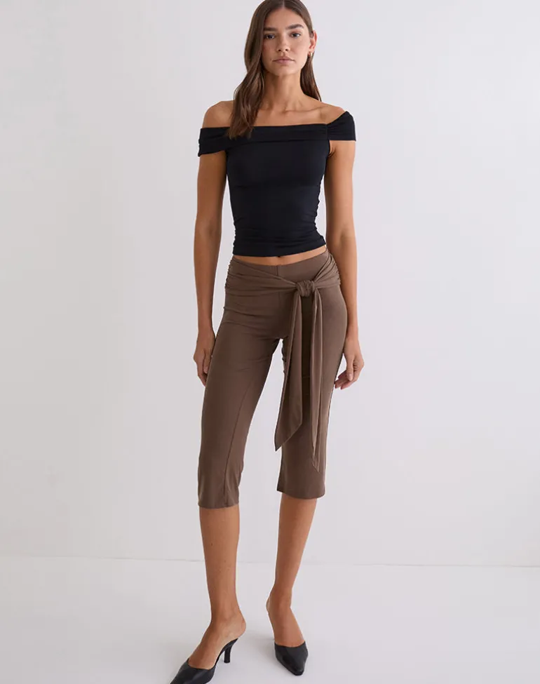 Effy Tie Side Capri in Cupro Bitter Chocolate