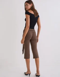 Effy Tie Side Capri in Cupro Bitter Chocolate