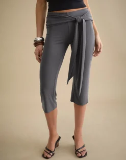 Effy Tie Side Cupro Capri in Dark Grey