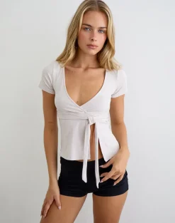 Elama Wrap Top in Cannoli Cream