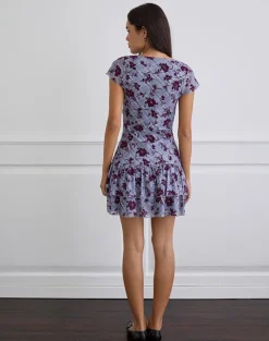 Elaya Dress in Lotus Flock Checked Lavender